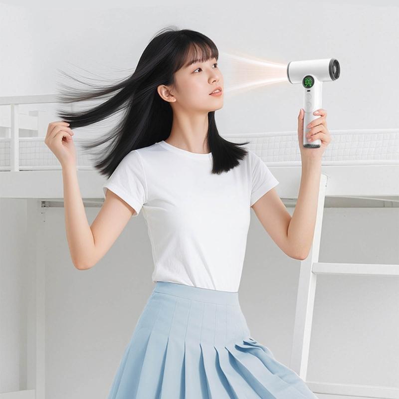 Light Weight Wireless Blow Dryer Rechargeable Portable Hair Dryer Intelligent Temperature Control for Home and Travel