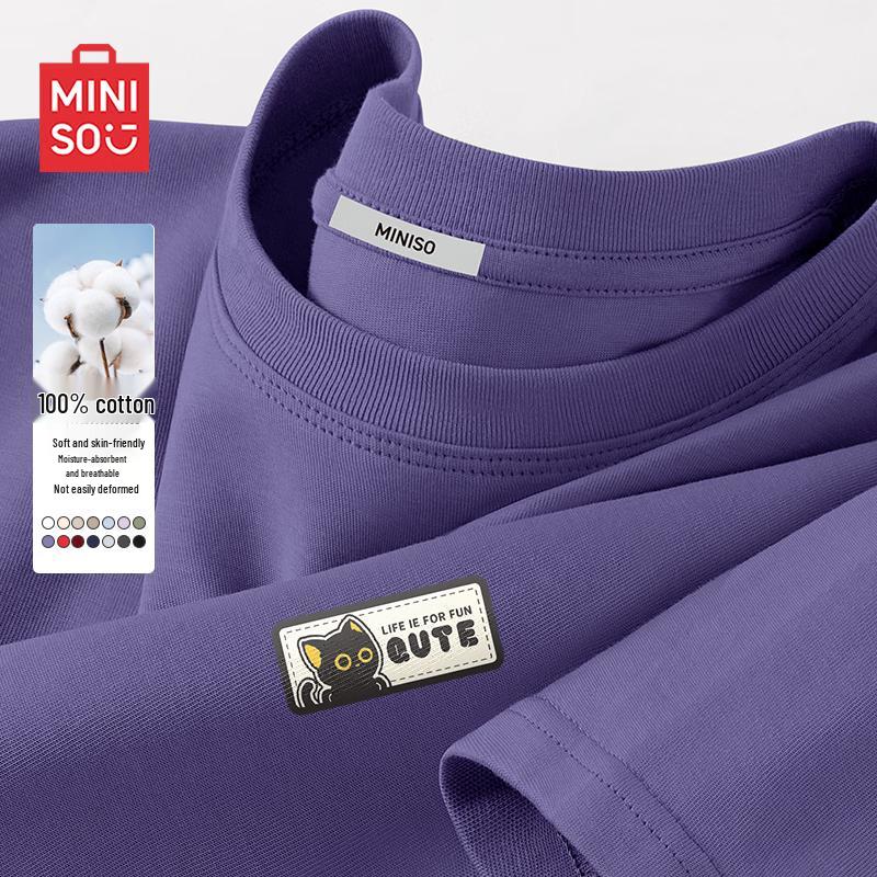 MINISO Men s Heavyweight Cotton Short Sleeve T-Shirt L