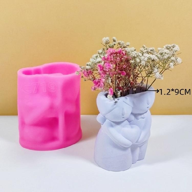 Couple Doll Silicone Mould for Flower Pots Vase Mold Concrete Cement Epoxy Resin