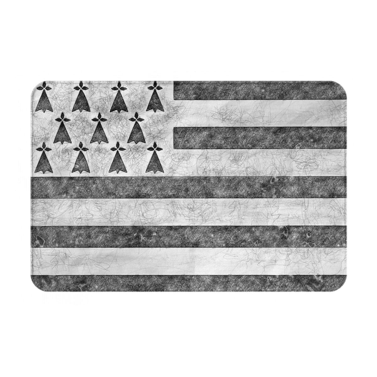 Bretonse Bretagne Vlag Frankrijk Regio Land Identiteit Natie Antislip Deurmat Vloermat Tapijt Vloerkleed voor Woonkamer Voetmat Matten 60x40 cm
