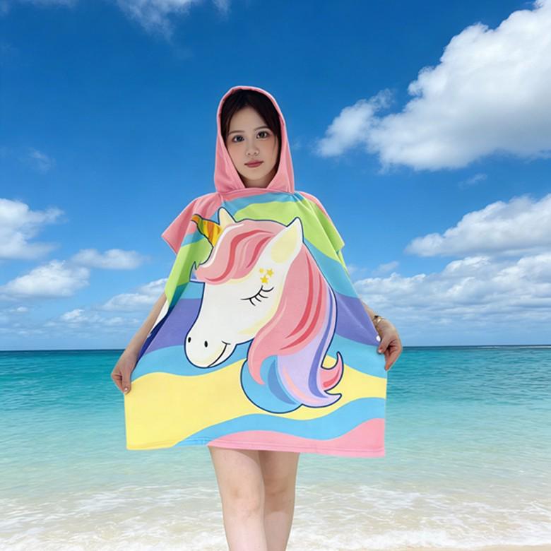 Children's Microfiber Hooded Bath Towel Cloak - Quick-Dry & Absorbent
