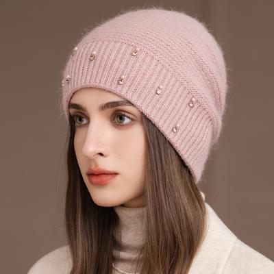 Hot Sale Fashion Winter Women Hat Decorate Beanie Hat Rabbit Fur Blend Warm Winter Cap Y2K Female Casual Streetwear Knitted Hat