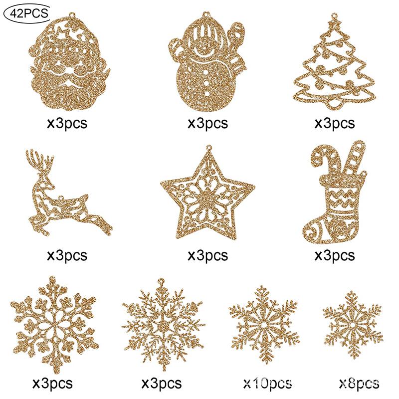 20Pcs Christmas Tree Decoration Hanging Ornaments Tree Snowman Reindeer Santa Snowflake Ornaments for New Year Winter Party