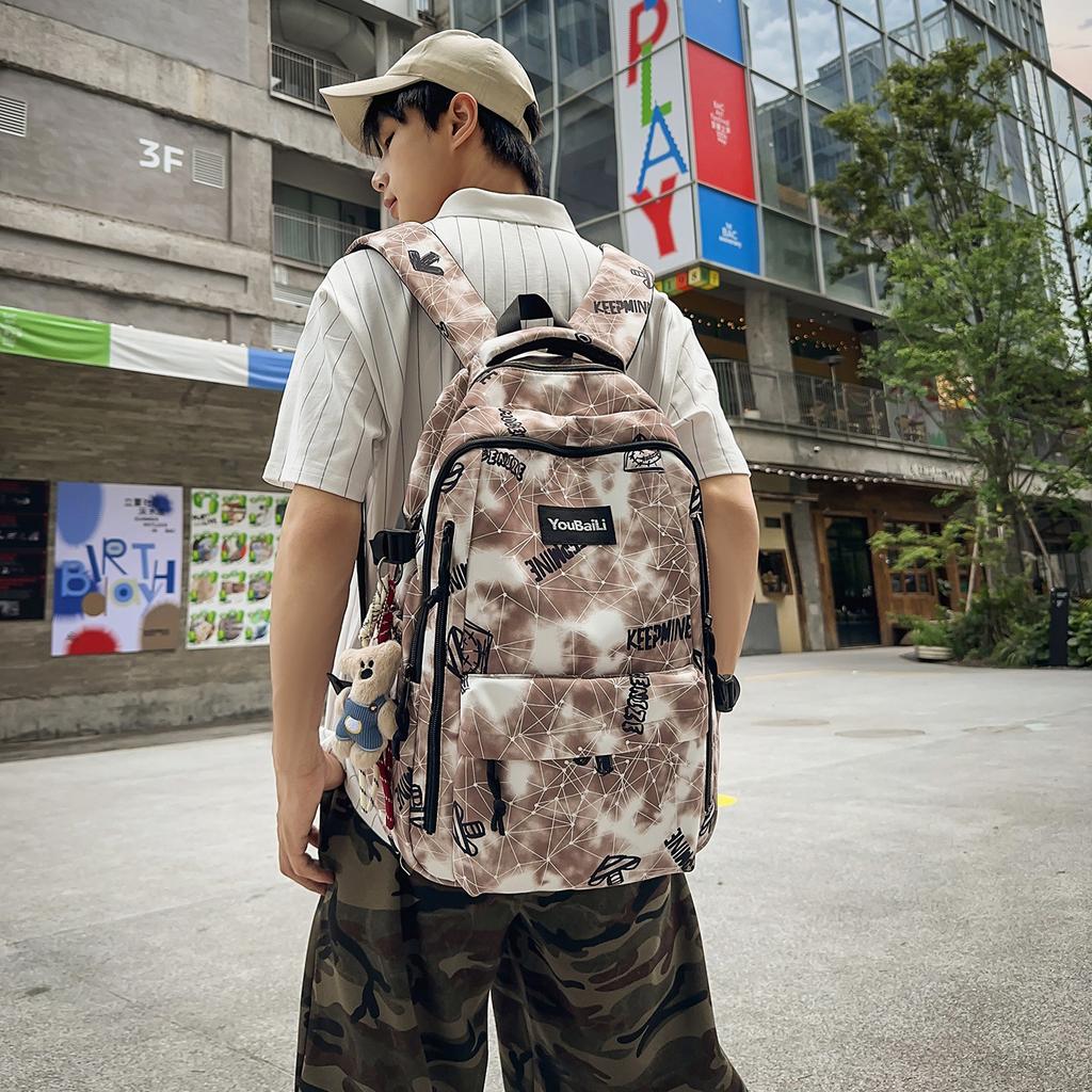Schoolbag new trendy cool large-capacity graffiti student backpack male versatile high school schoolbag college student female backpack