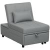 3-in-1 Folding Chair with Side Pocket, Guest Bed with Cushion, Adjustable Backrest, Bed Chair with Casters, Light Gray