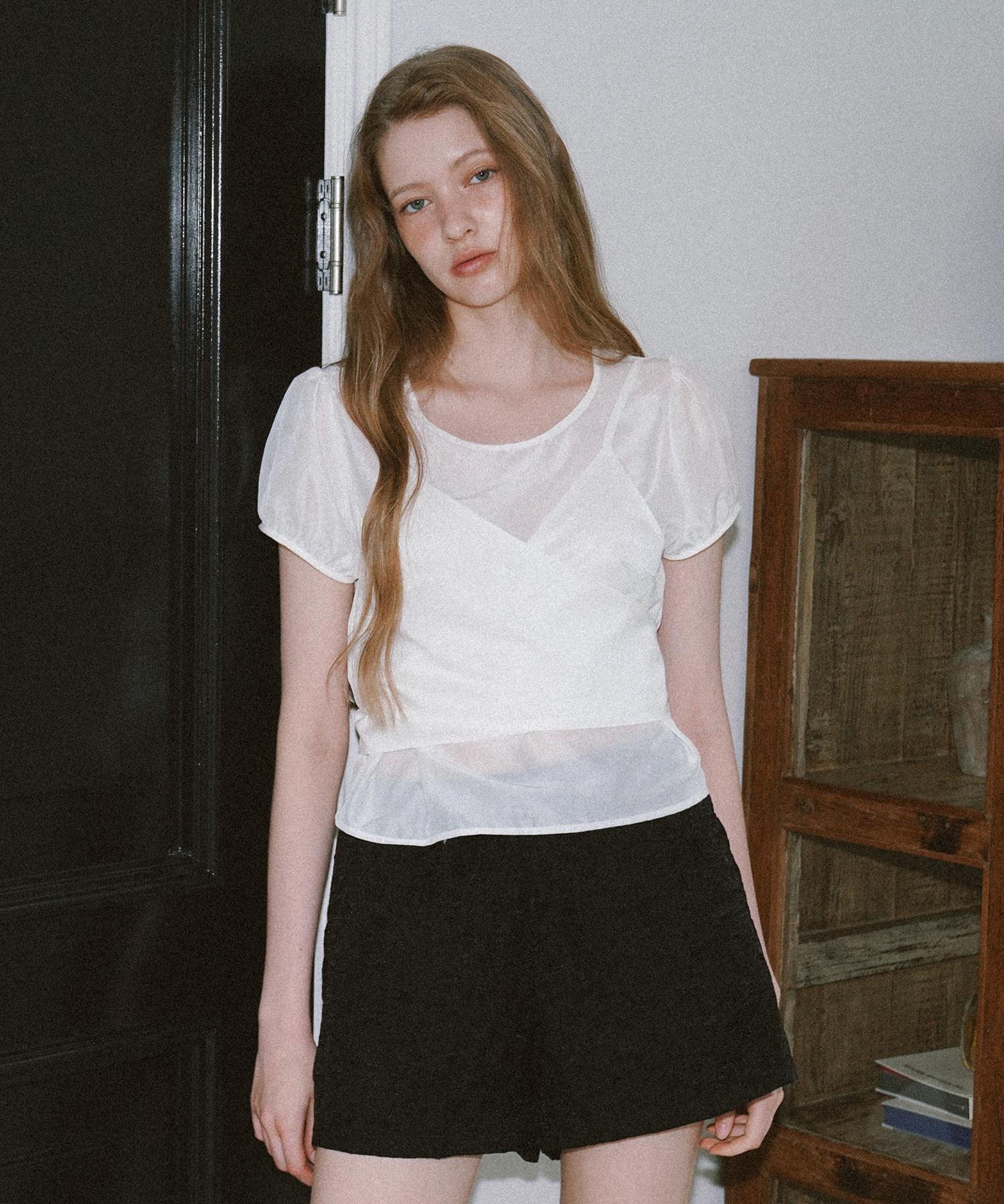 Laminez See-Through Bustier Blouse - Ivory Ivory/Free