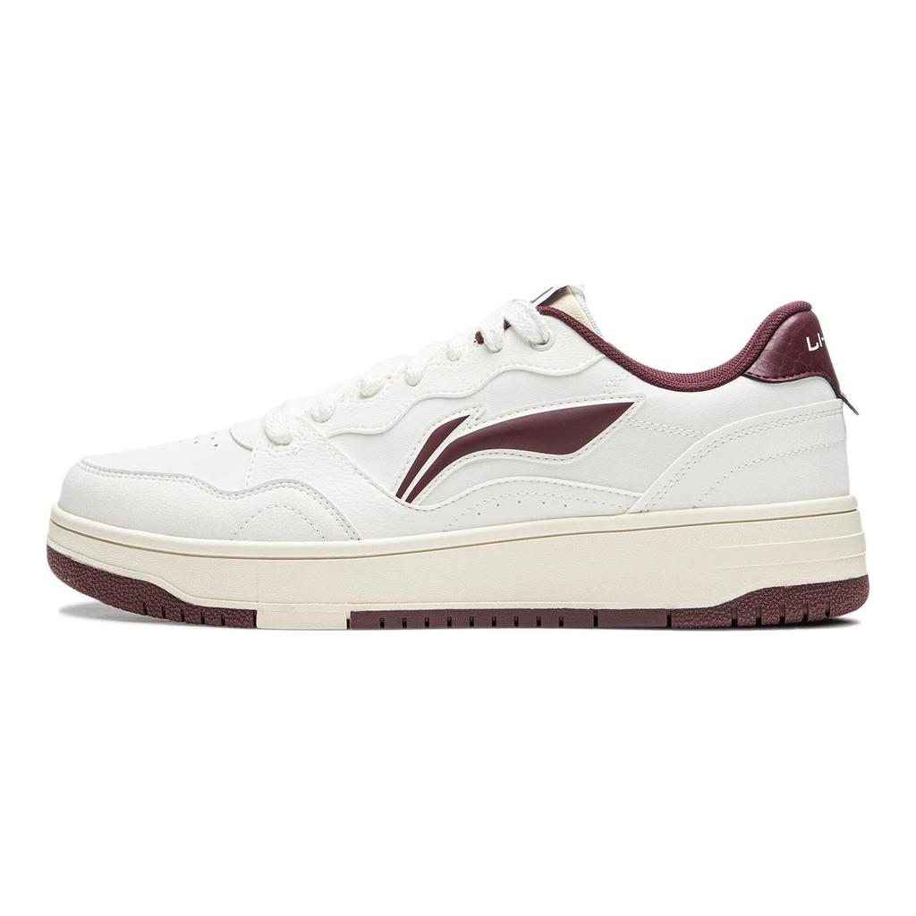 Li Ning Tianji Soft Synthetic Leather Slip Resistant Abrasion Resistant Low top Skateboard Shoes Men's White Purple AGCU317-4