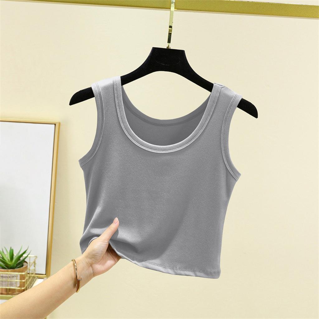 Women's Casual Summer Short Vest Knitted Thread Inner Bottom Sleeveless Solid Color Thin Top