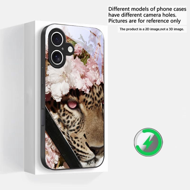 Flower Leopard Shadow Suitable For iPhone 16E 17 Pro Max 15 Pro 14 13 Plus 12 Mini 11 16 Air 17Pro Magnetism Glass Phone Case