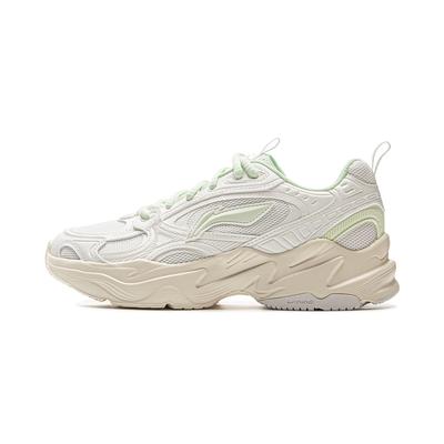 Li Ning Meteor 2K Clásico Moda Versátil Retro Cómodo Antideslizante Resistente al Desgaste Transpirable Zapatillas Bajas para Papá Mujer zapatilla Blanco Nube AGCV114-1