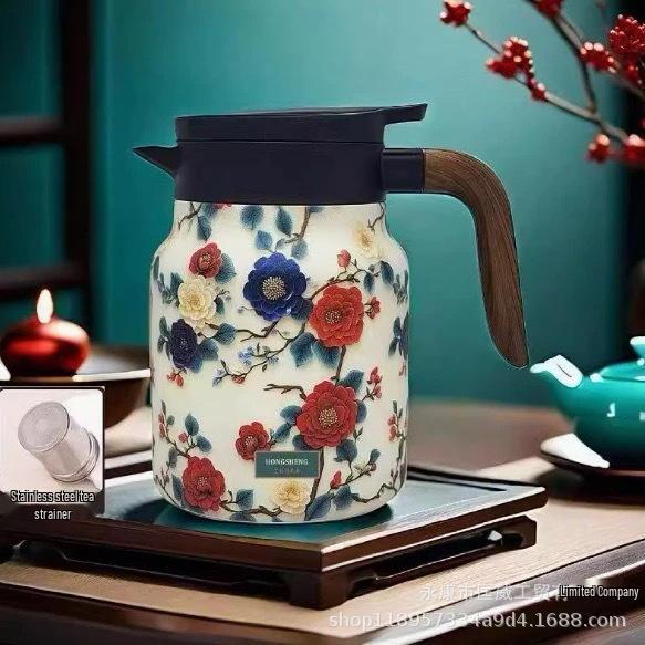 Exquisite 316 Stainless Steel Insulated Tea Pot with Portable Handle for Stewing