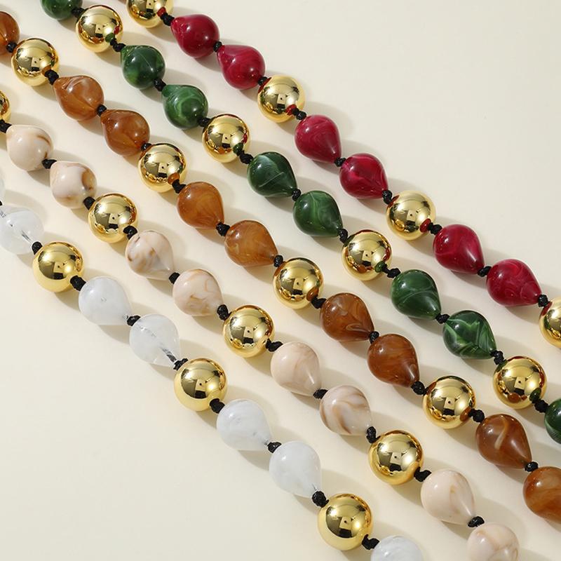 Elegantní náhrdelník s korálky ve tvaru kapky pro ženy Módní choker náhrdelníky Punk Hip-hop Pryskyřičné Akrylové Obojky Šperky