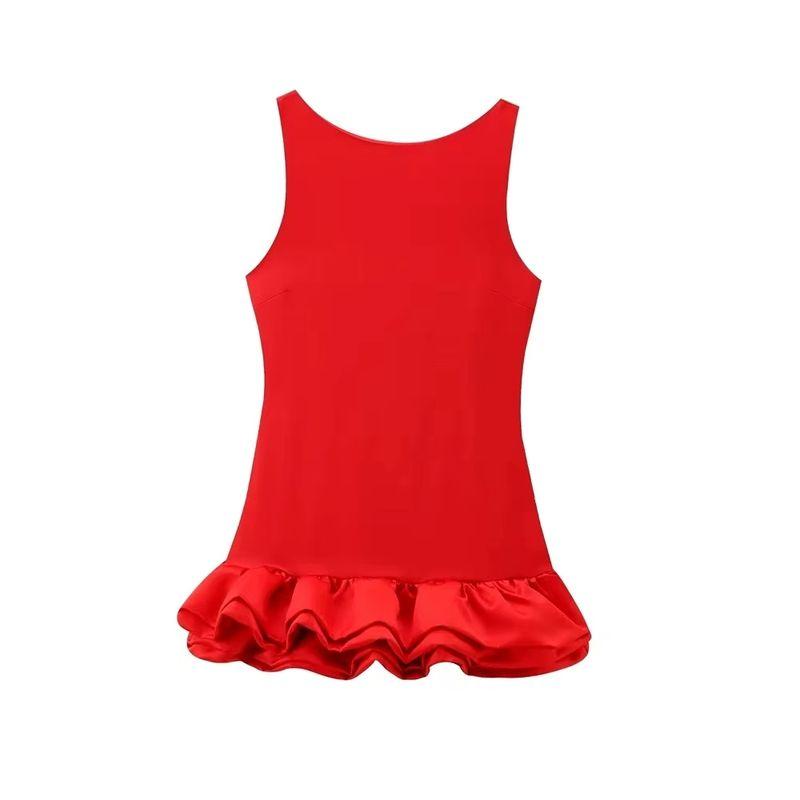 Western Style New Sexy Backless Frill Dress Sexy Backless Lotus Leaf Dress