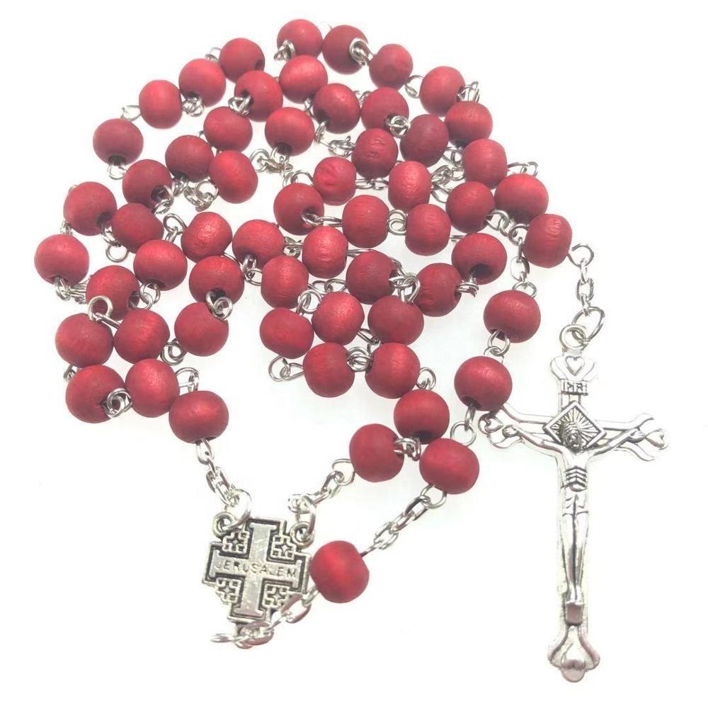 Cheap Red Color Rose Scent Rosary Perfume Jerusalem Rosary Religious Necklace more than 45cm красный