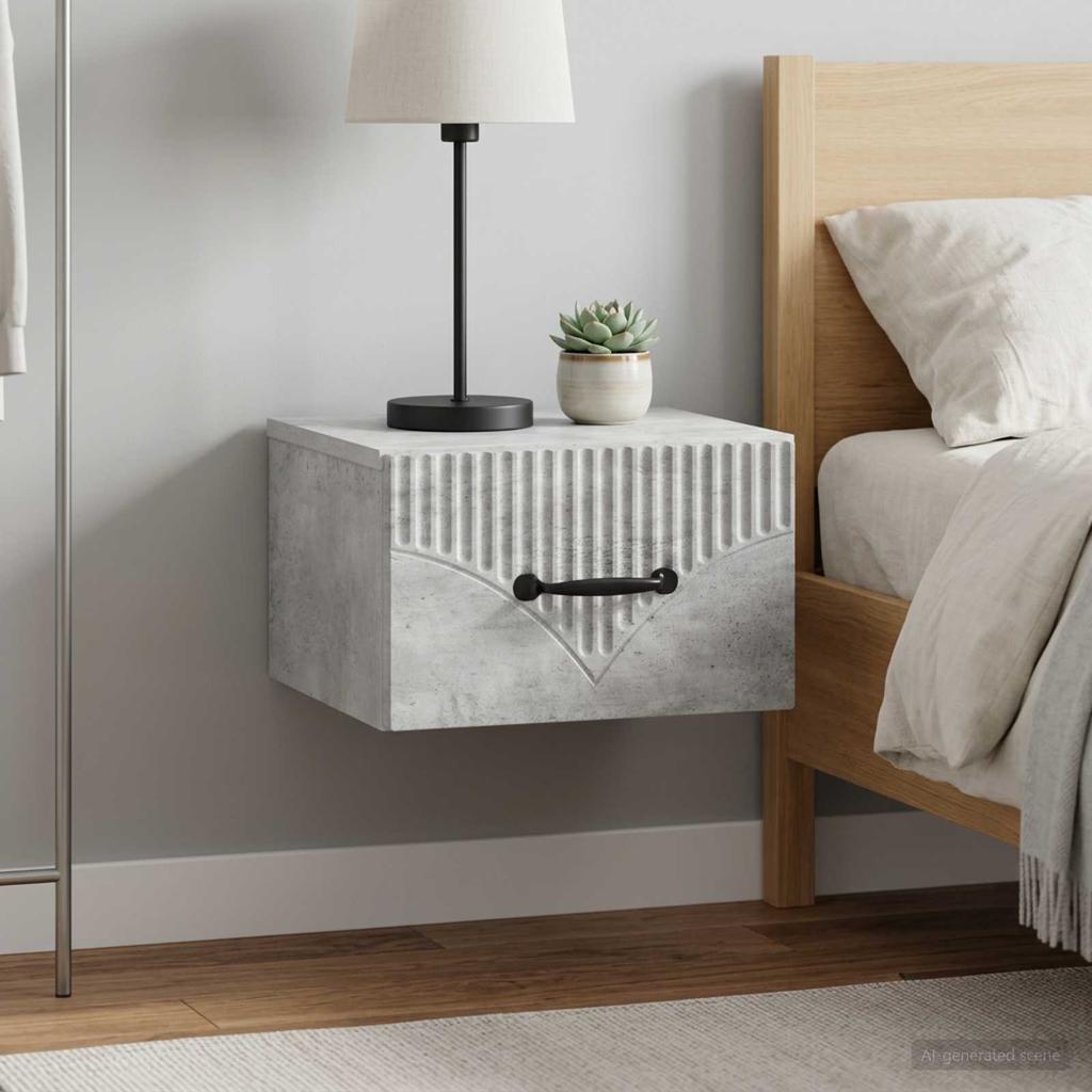 Wall Mounted Nightstand 2 pcs Concrete Grey 34.5 x 33 x 20 cm