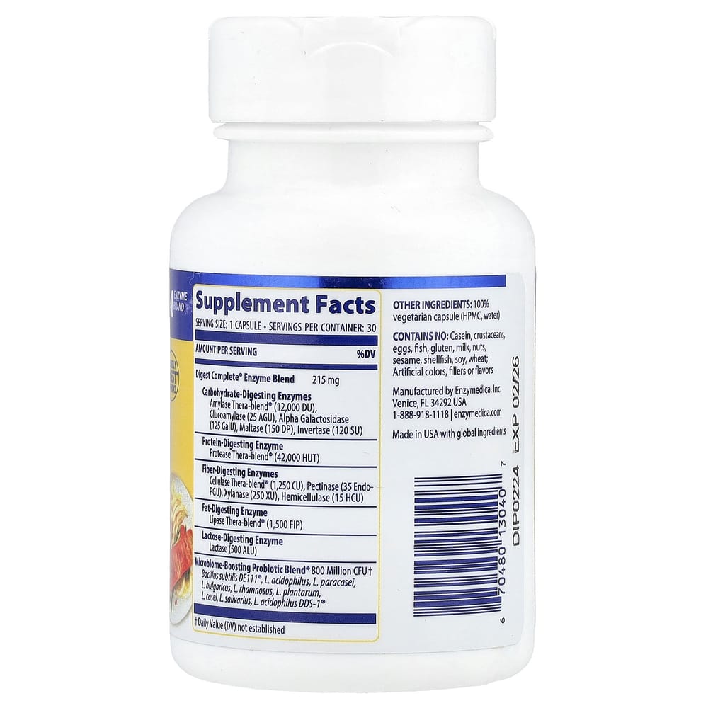 Enzymedica Digestion + Probiotiques Capsules 30 Unités