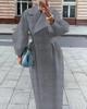 Retro European & American Lantern Sleeve Wool Coat with Large Lapel for Autumn and Winter