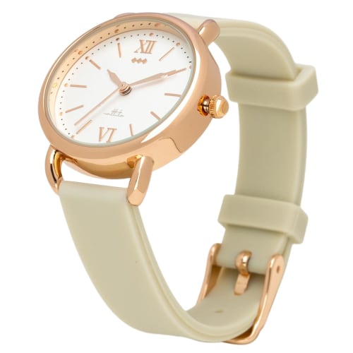 Fieldwork Women's Analog Watch with Silicone Band, Nickel-Free, White, NF Mervy YM090-1