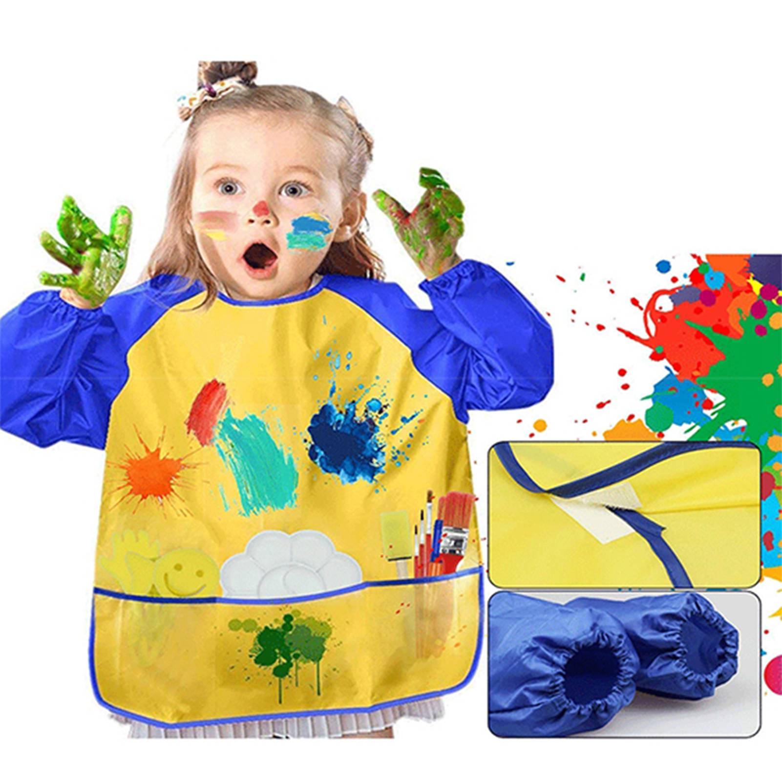 

30PCS Children Paintbrushes Washable Paint Brushes Sponge Painting Brush Set with Apron for Toddler Kids Early DIY разноцветный