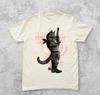 Summer Unisexs Pure Cotton Vintage Cowboy Cat Tshirt Streetwear Oversized Loose And Breathable Suitable For Everyday Wear