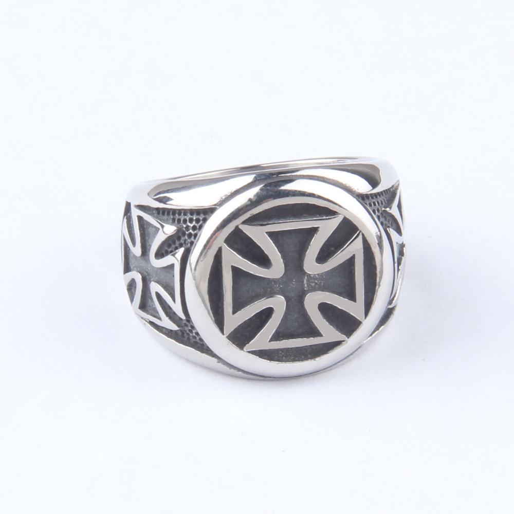 Unisex Edelstahl Kreuzring - Schlichtes personalisiertes rundes Design - Ölgefinishte trendige Accessoires