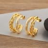 Nidin New Arrival 3 Styles Double Layer Stud Earrings For Women Female Vintage Copper Ear Jewelry Engagement Wedding Party Gifts