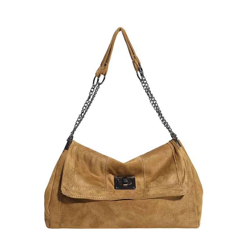 Chain Faux Suede Women Shoulder Bag