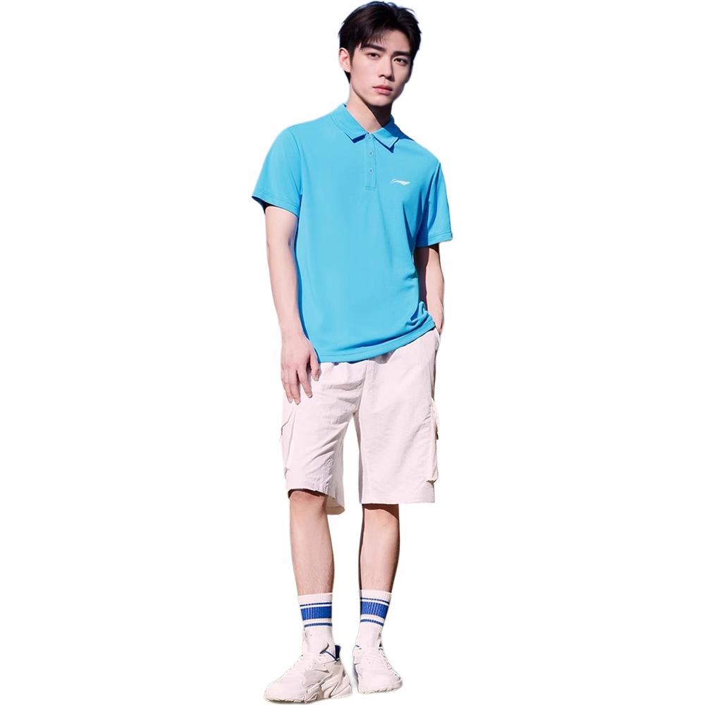 Li-Ning Plain Logo Embroidered Sports Casual Short Sleeve T-Shirt Men T-Shirts Sky-Blue YPLT033-3