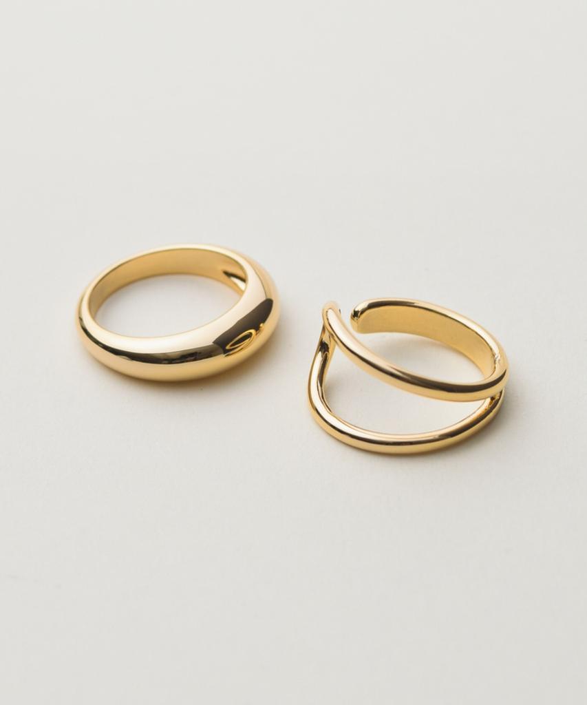 Novice Tokyo Volume & Double Rings 2 Set / Gold