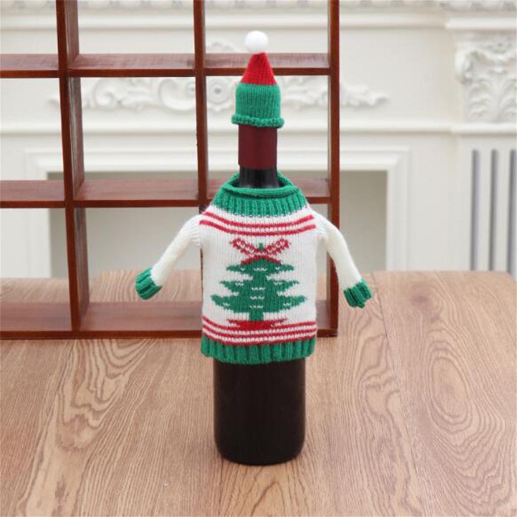 Christmas Wine Bottle Decor Set Santa Claus Snowman  Bottle Cover Clothes Kitchen Decoration For New Year Xmas Dinner Party