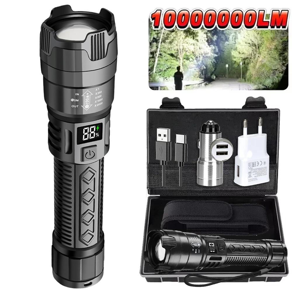 Powerful LED Flashlight USB Rechargeable Tactical Torch,Zoomable Flash Light for Outdoor Camping Self Defense Emergency Home Use