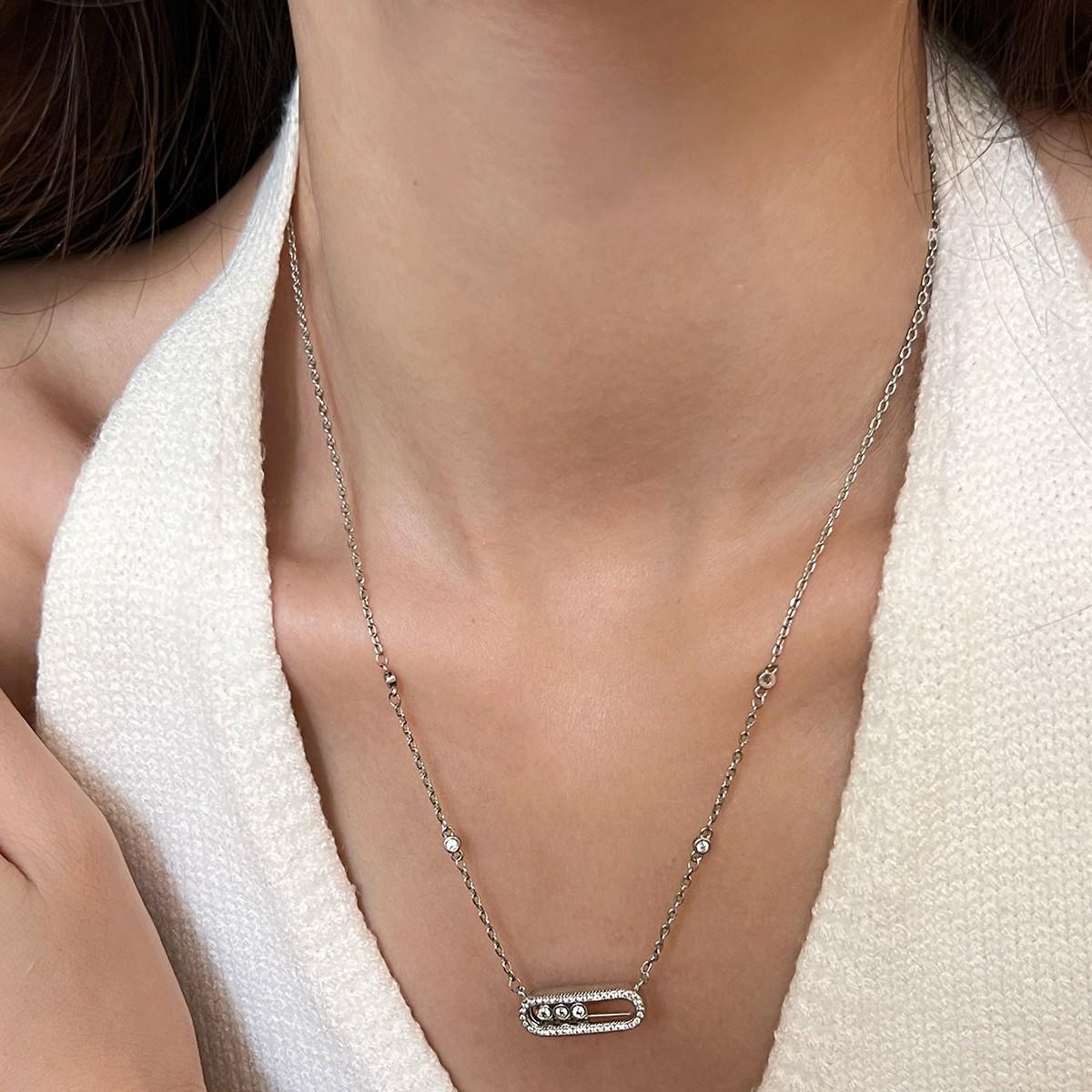 

Женское колье Messika из 18-каратного розового золота, динамичное, скользящее, для ключицы, с одним бриллиантом и дизайном, полностью инкрустированным бриллиантами One Size серебряный