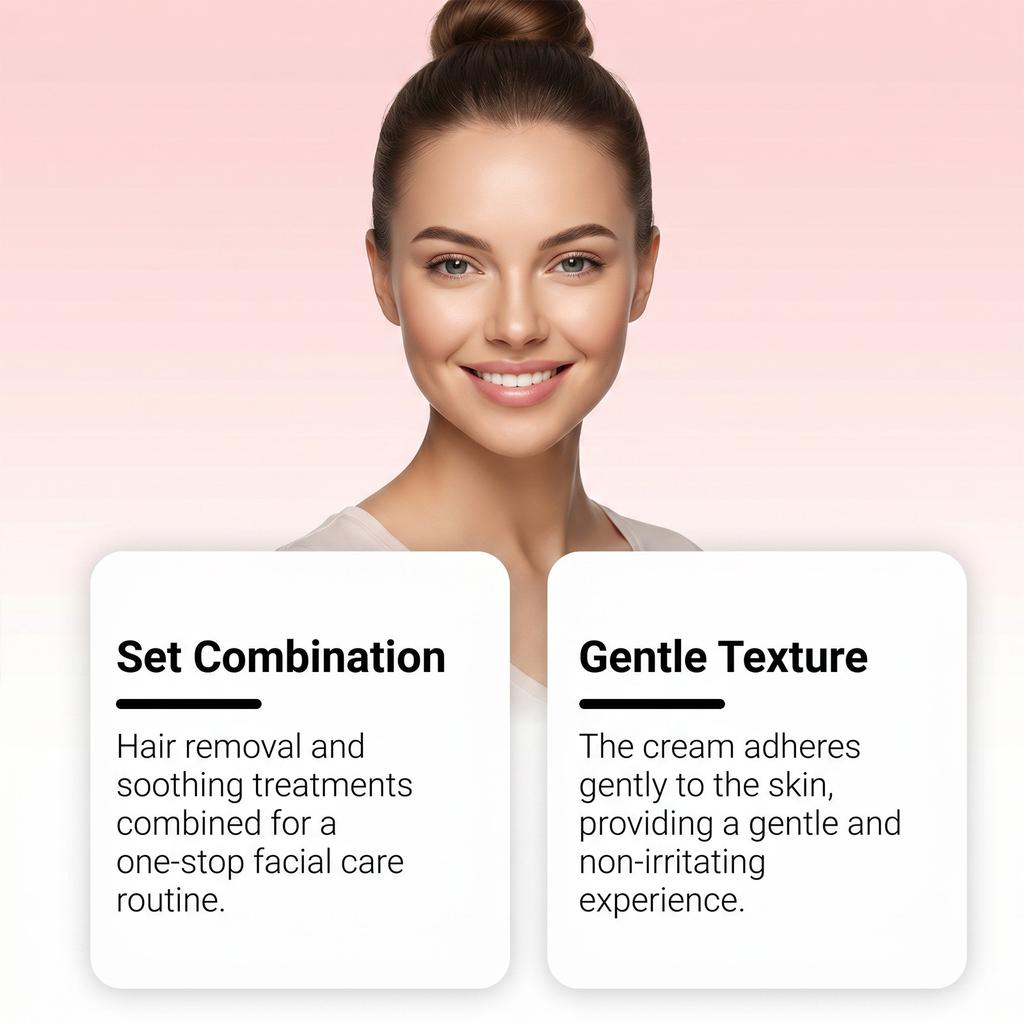 VIARELINE facial hair removal cream set, daily gentle and comfortable cleansing care for facial hair, two-piece set