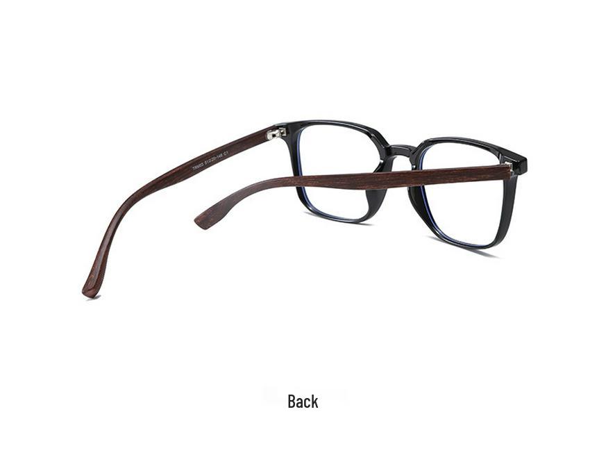 Literary Retro Wood Grain Large Frame Glasses, Anti-Radiation & Blue Light, TR Ultralight, Trendy Unisex High-End M03.