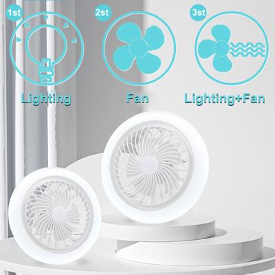 E27 Kleine Ventilatorlampe Leiser Elektrischer Ventilator Deckenleuchte Arbeitszimmer Esszimmer Beleuchtungskörper Weiß