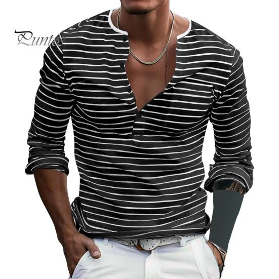 

Осенне-весенний мужской топ с V-образным вырезом, полосатым принтом, цветной свитер с длинными рукавами, повседневная рабочая рубашка средней длины M чёрный