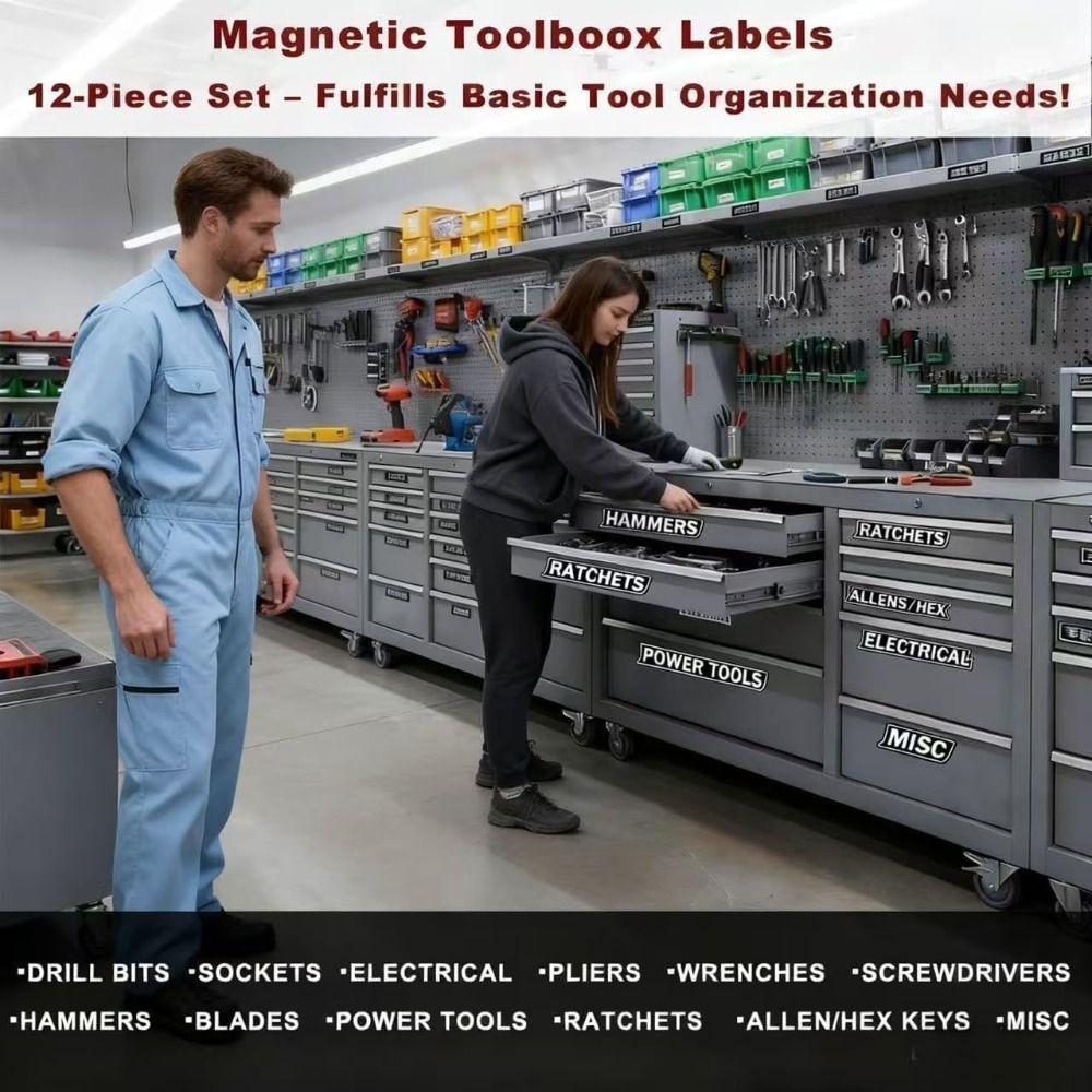 PVC Magnetic Toolbox Labels Easy Identification Tool Box Labels New Reusable Tags  General Tool Box