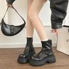 Retro British leather boots thick-soled Martin boots women's autumn and winter fashion versatile and comfortable heightening medium heel short boots