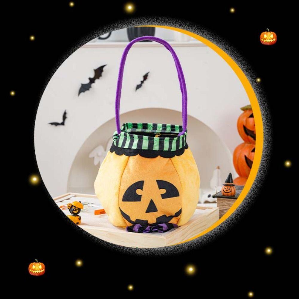 Gifts Pouch Halloween Candy Bag Cloth Stuffed Cotton Tote Bags Funny Pumpkin Candy Bucket  Gift