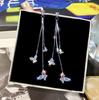 Korean Style Butterfly Tassel Crystal Stud Earrings