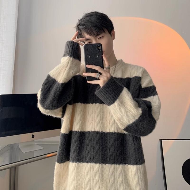 Autumn and Winter New Men's Knitted Korean Loose Base Sweater