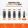 Lug Nut Impact Socket Set 1/2 In Drive Metric and SAE 6-Point Flip Socket