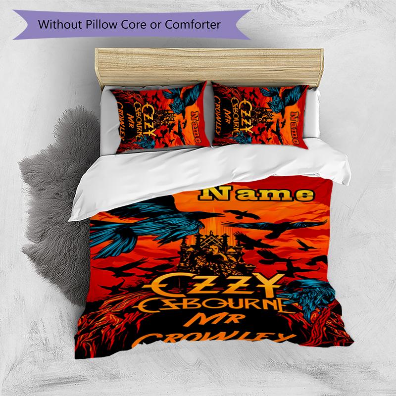 3pcs Custom Name Rock Ozzy Osbourne Bedding Set Duvet Cover Closure Includes 1 Duvet Cover & 2 Pillowcases for All Seasons Bedroom Decor