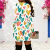 Women Plus Size Criss Cross V Neck Long Sleeve Playing Card Printed Bodycon Mini Dress