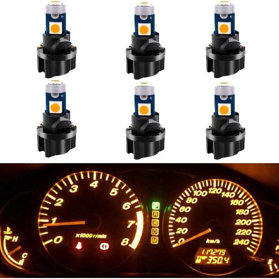 WLJH 6Pack White Dash Lights PC74 Twist Locket Socket Wedge T5 LED Bulb 37 74 2721 3030SMD Dashboard trument Cluster Bulbs,Plug and Play
