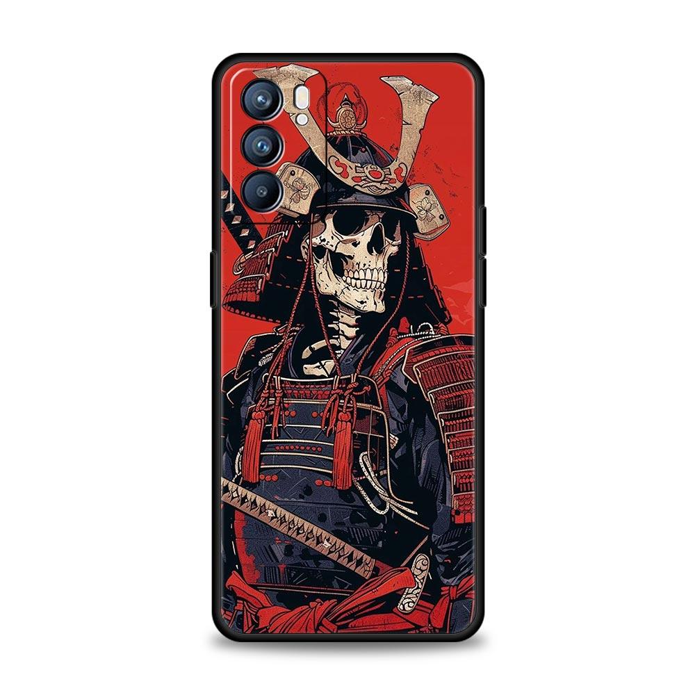 Samurai Hannya Mask Ghost Case For Oppo Reno13 Reno12 Reno11 F Reno10 Pro A54 5G Find X5 A53 A52 A9 A17 4G A79 A80 A98 Cover