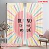 2pcs 2D Flat Printing Curtain Motivational Boho Sunburst 100% Polyester Fabric Without Electricity Birthday Party for Entryway
