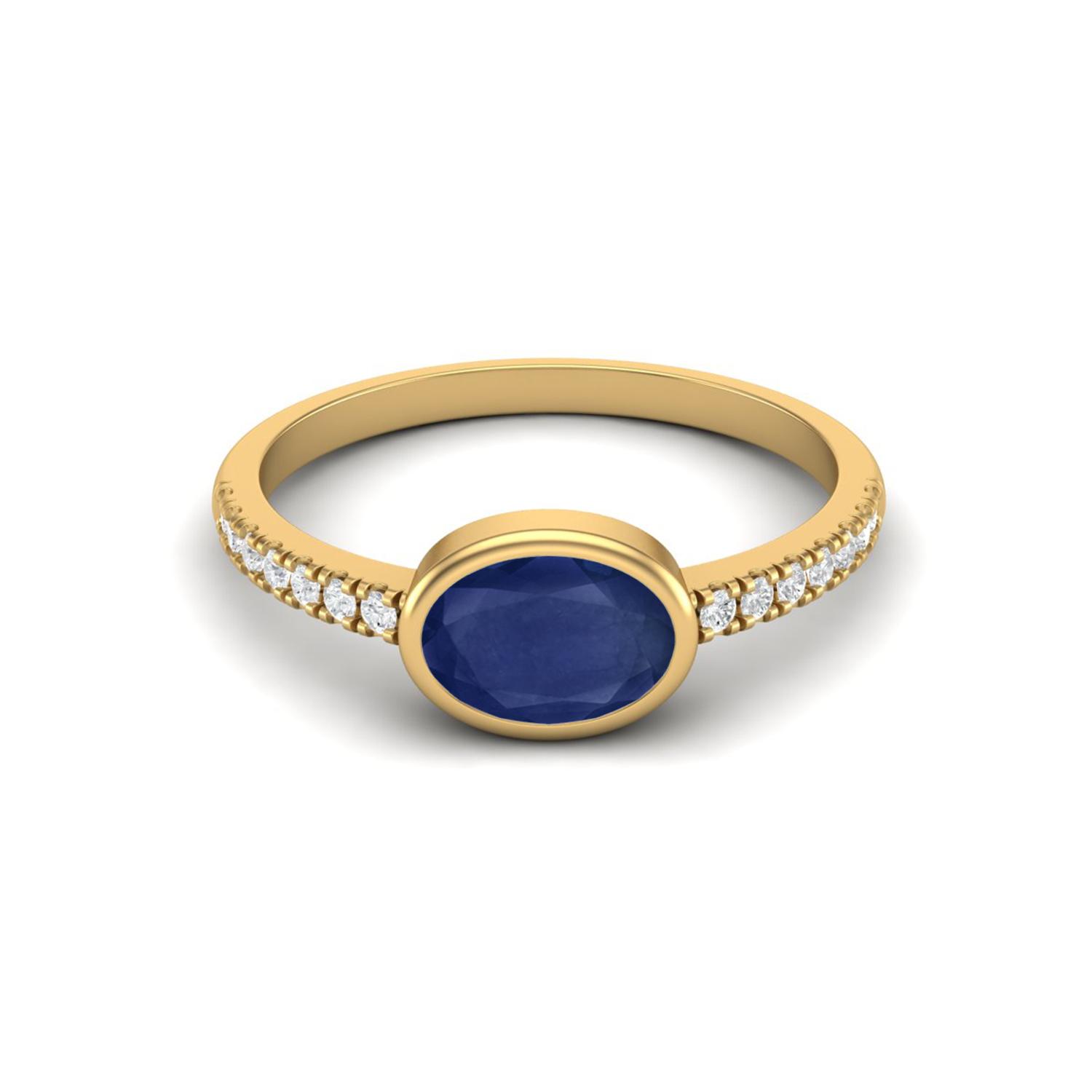 7X5mm Oval Blue Sapphire 925 Sterling Silver Gold Vermeil September Birthstone Solitaire Women Wedding Ring