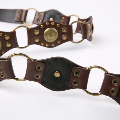 Fashion Grommet PU Leather Waist Belt Vintage Rivet Gothic Steampunk Waist Cinch Belt Y2k Wide Waistband Women Ladies