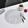 Round PVC Placemats with Gold Foil Leaf Pattern Heat Resistant Waterproof Table Mat Warm Dining Atmosphere Mats for Home Dining Party Decor
